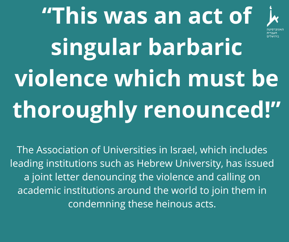 Israelische Universitäten verurteilen gemeinsam den barbarischen Hamas-Terroranschlag